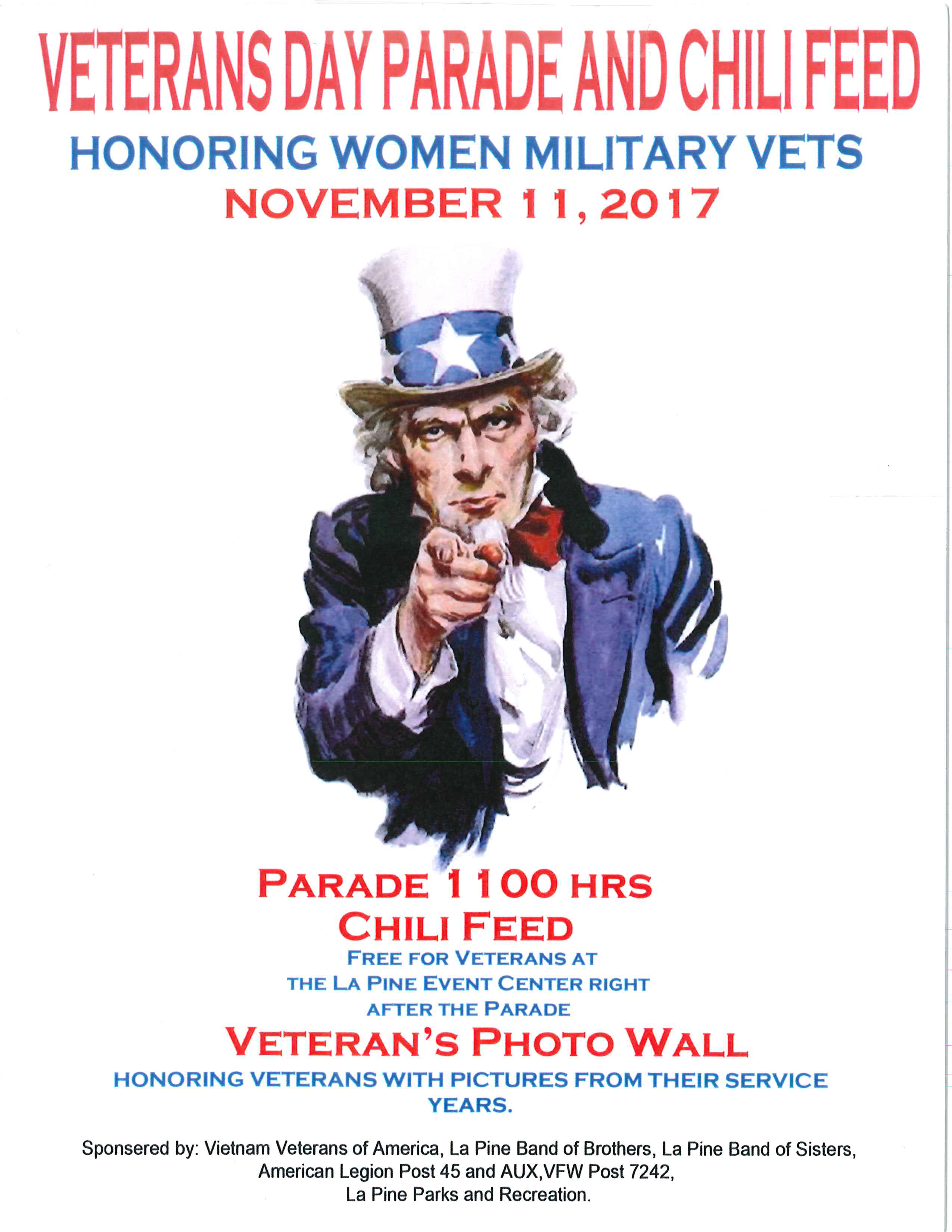 Veterans Day Parade Chili Feed City Of La Pine Oregon