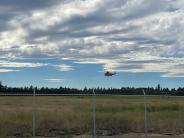 Helicopter over sewer plant